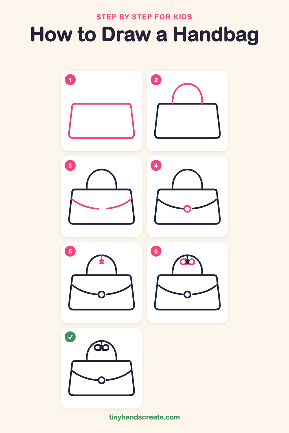 How to draw a handbag step by step for kids