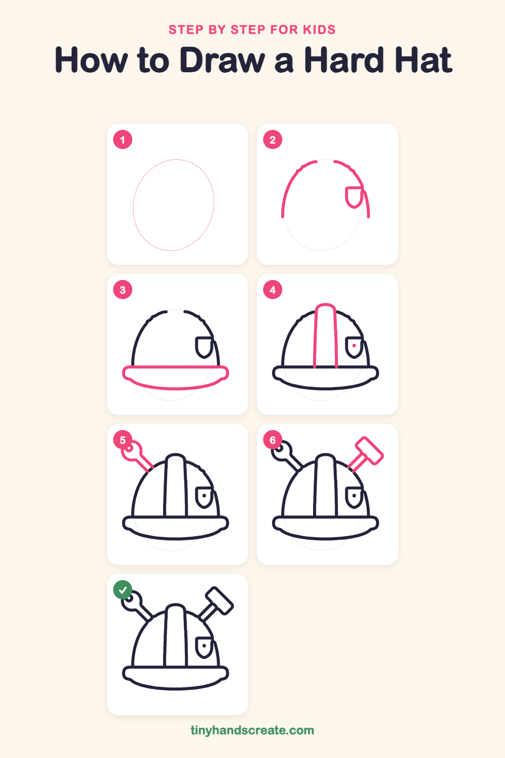 How to draw a hard hat step by step for kids