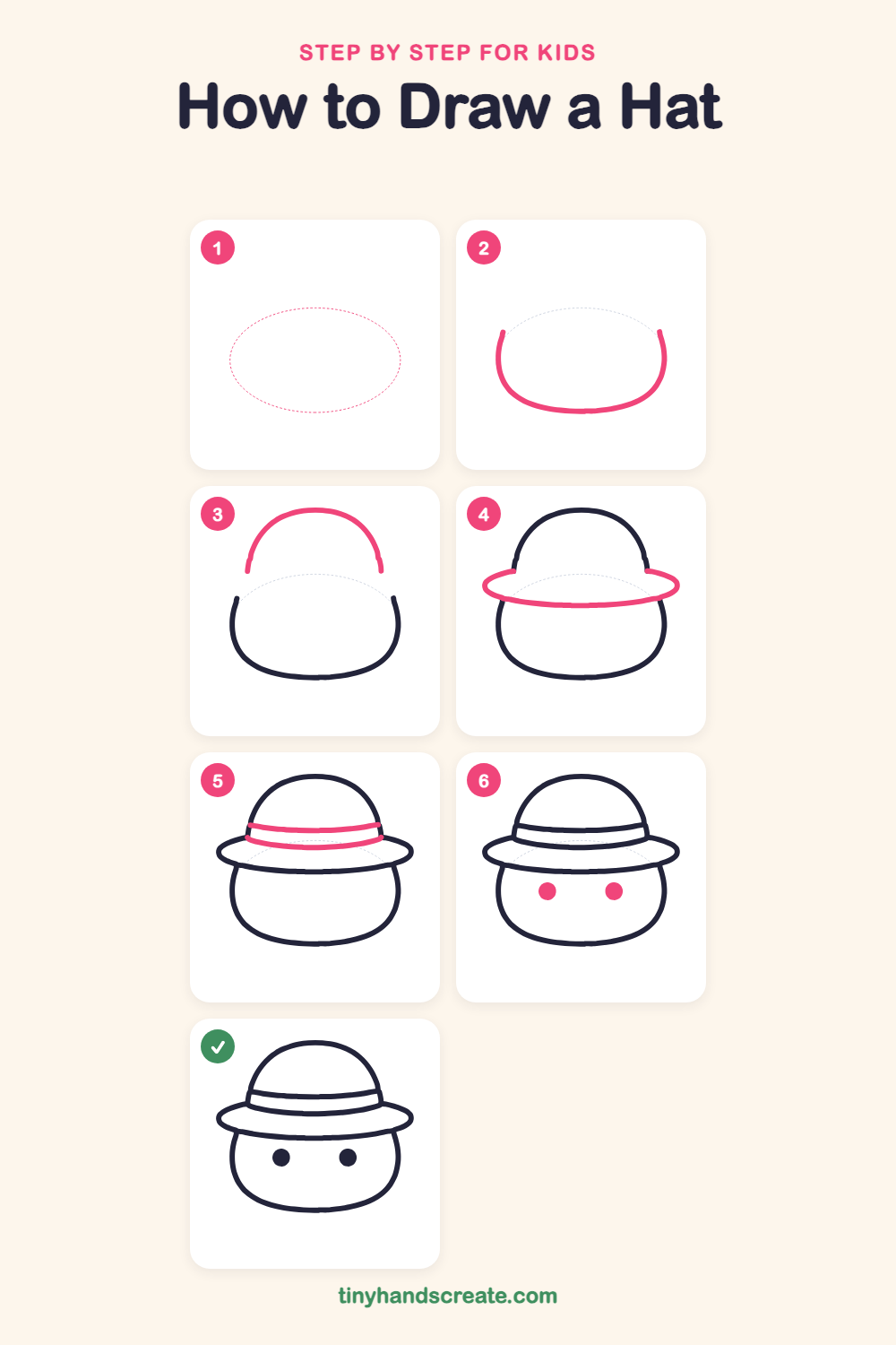 How to draw a hat step by step for kids
