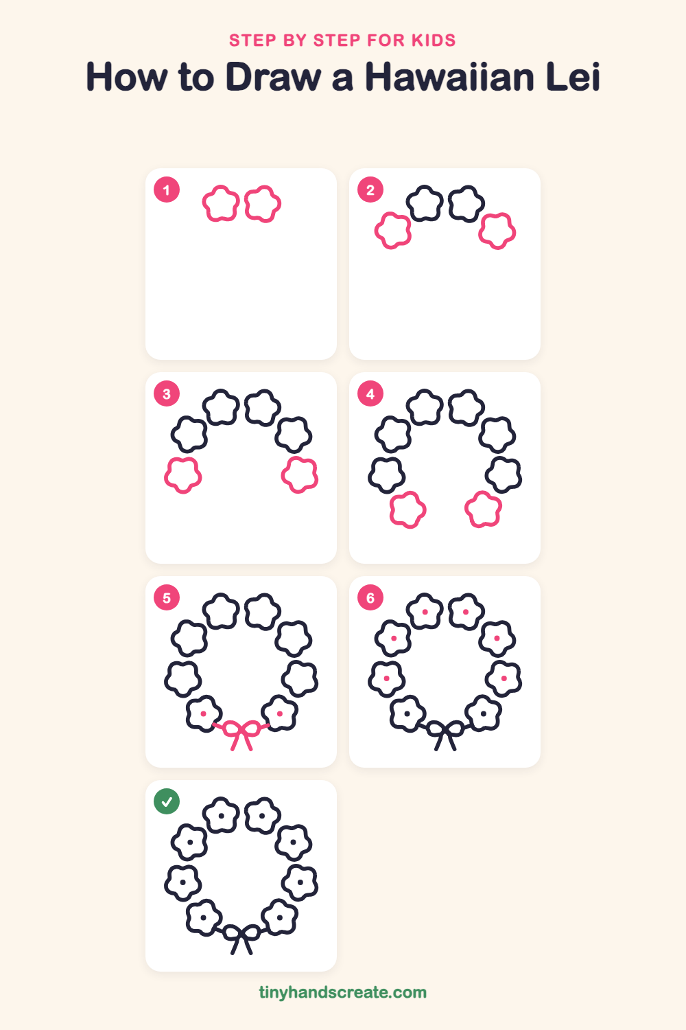 How to draw a Hawaiian lei step by step for kids