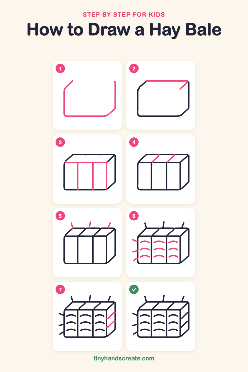 How to draw a hay bale step by step for kids