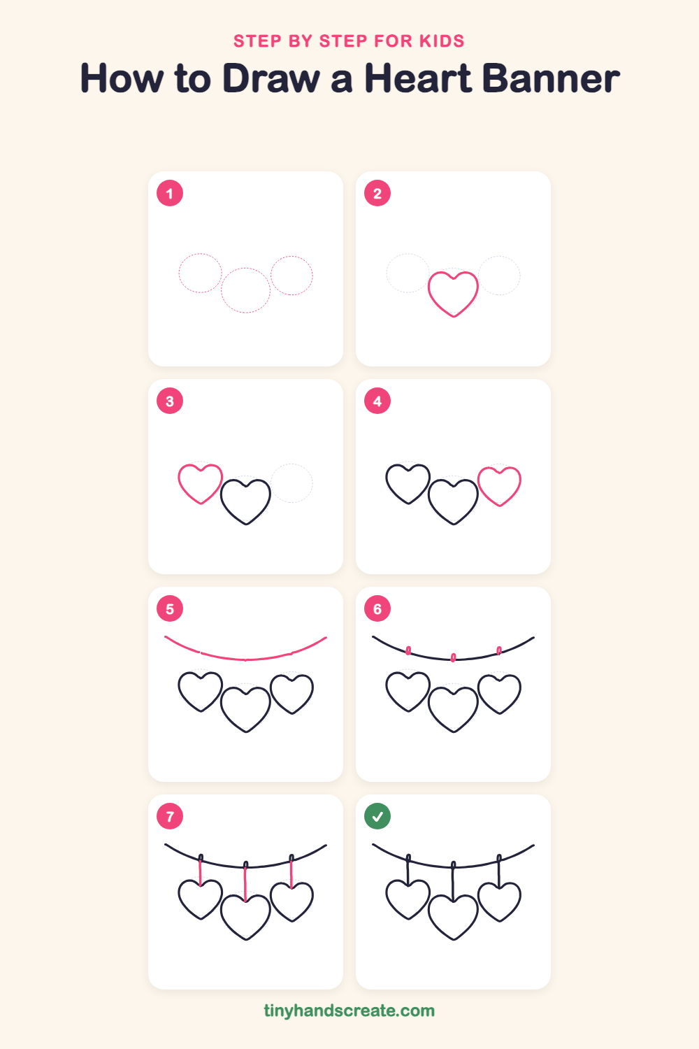 How to draw a heart banner step by step for kids