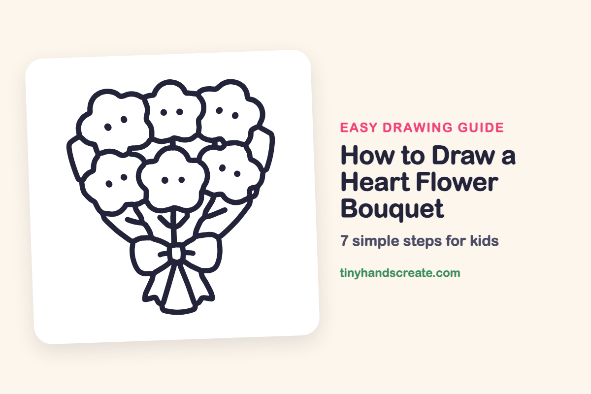 How to Draw a Heart Flower Bouquet: easy drawing guide for kids