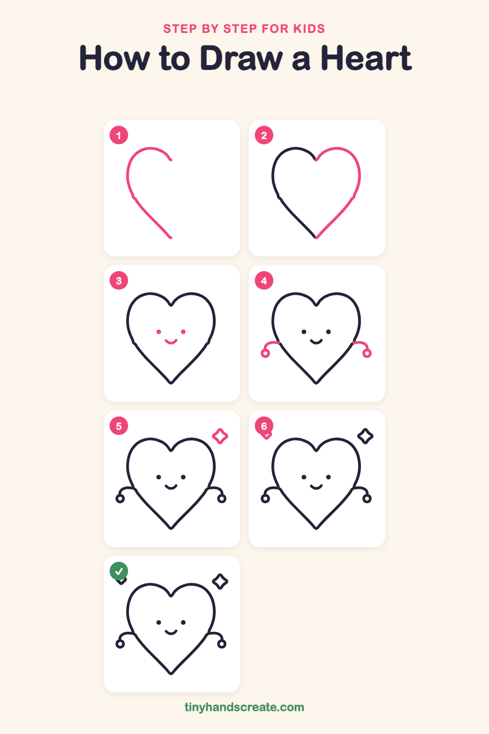 How to draw a heart step by step for kids