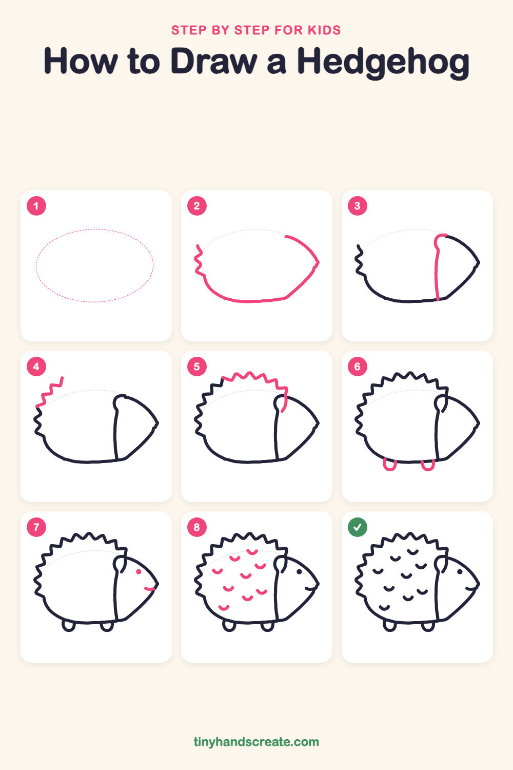 How to draw a hedgehog step by step for kids