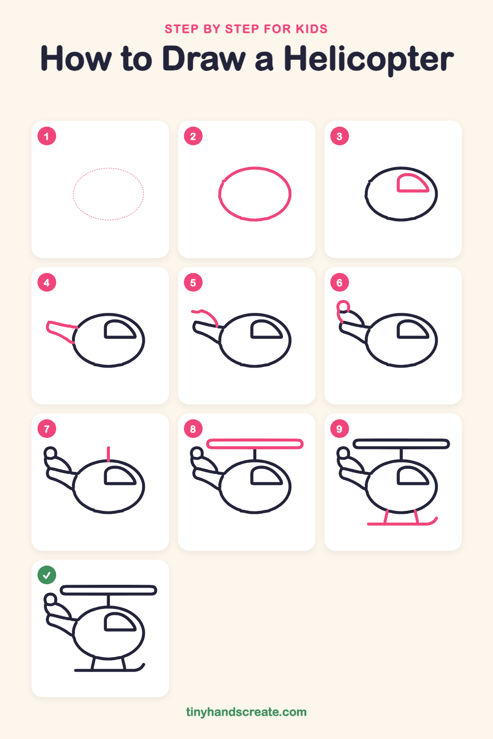 How to draw a helicopter step by step for kids