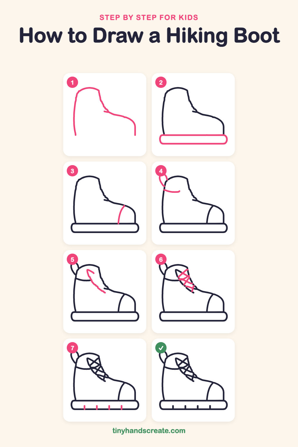How to draw a hiking boot step by step for kids