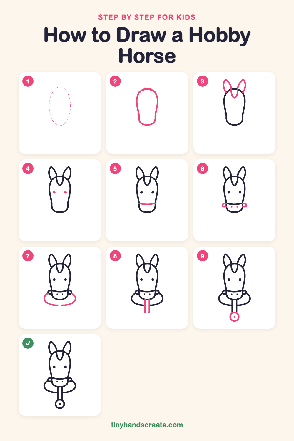 How to draw a hobby horse step by step for kids