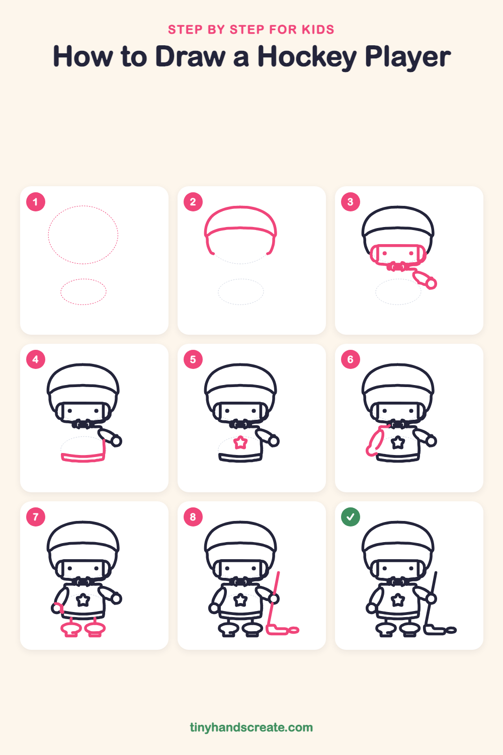 How to draw a hockey player step by step for kids