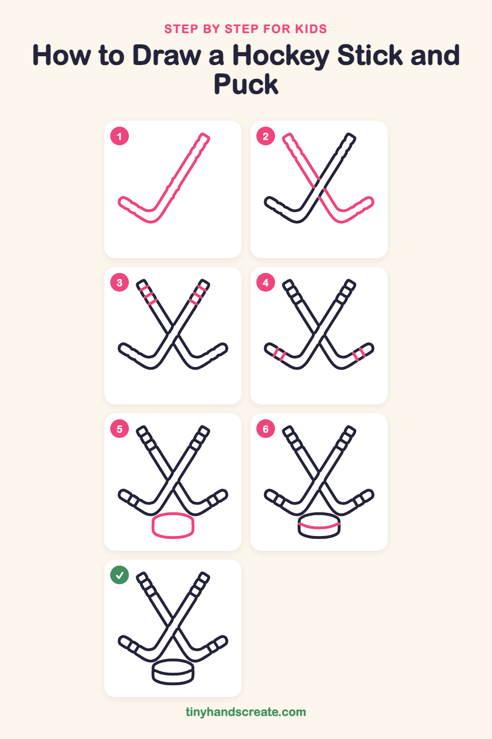 How to draw a hockey stick and puck step by step for kids
