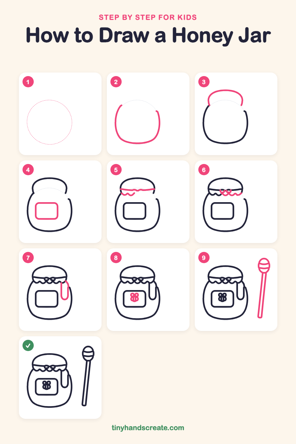 How to draw a honey jar step by step for kids