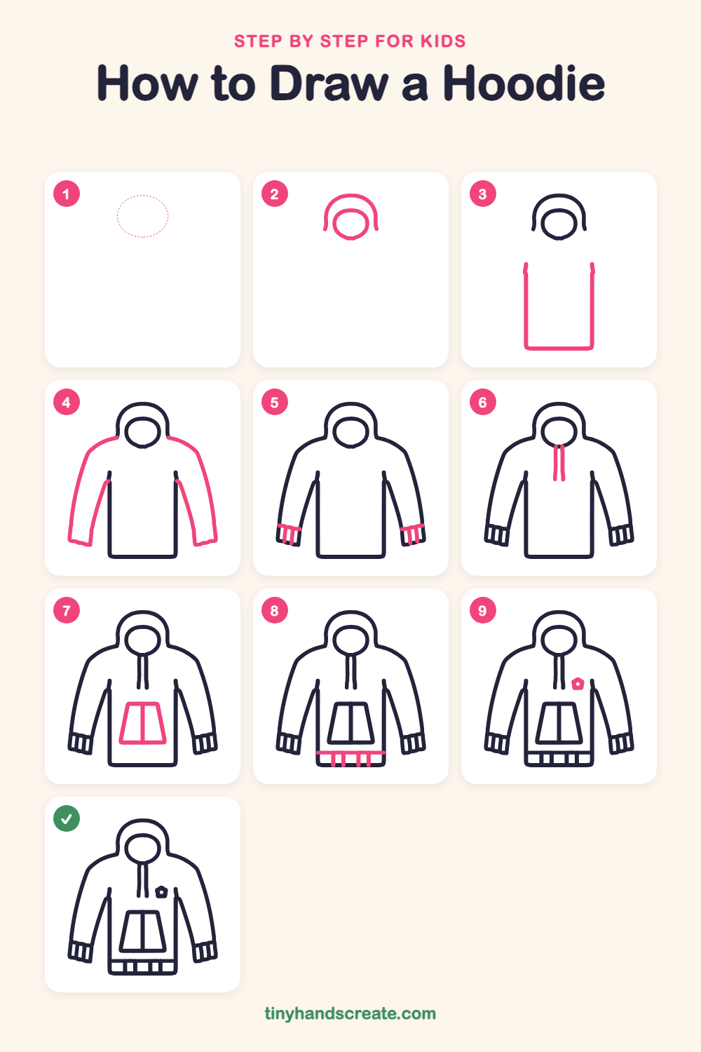 How to draw a hoodie step by step for kids