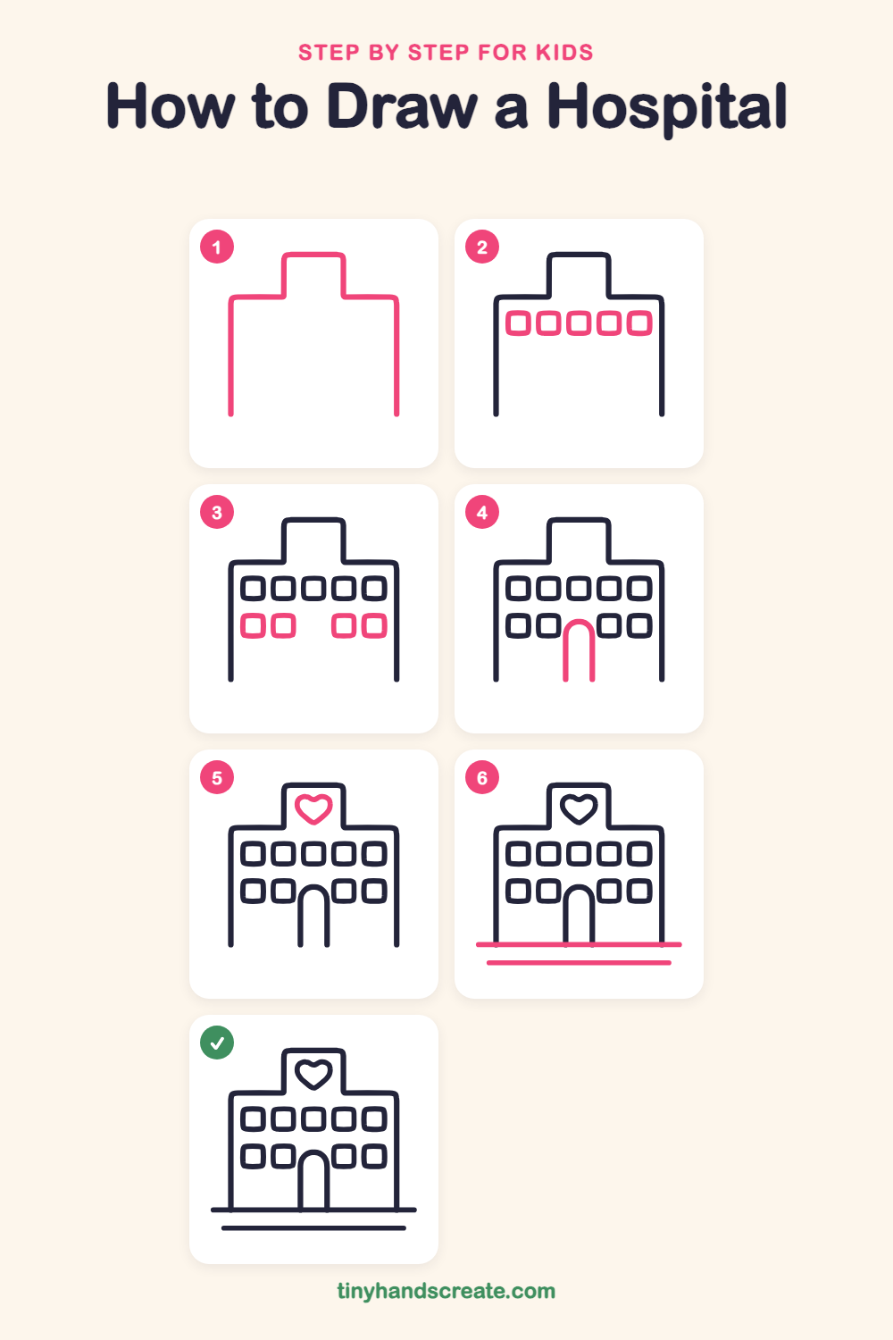 How to draw a hospital step by step for kids