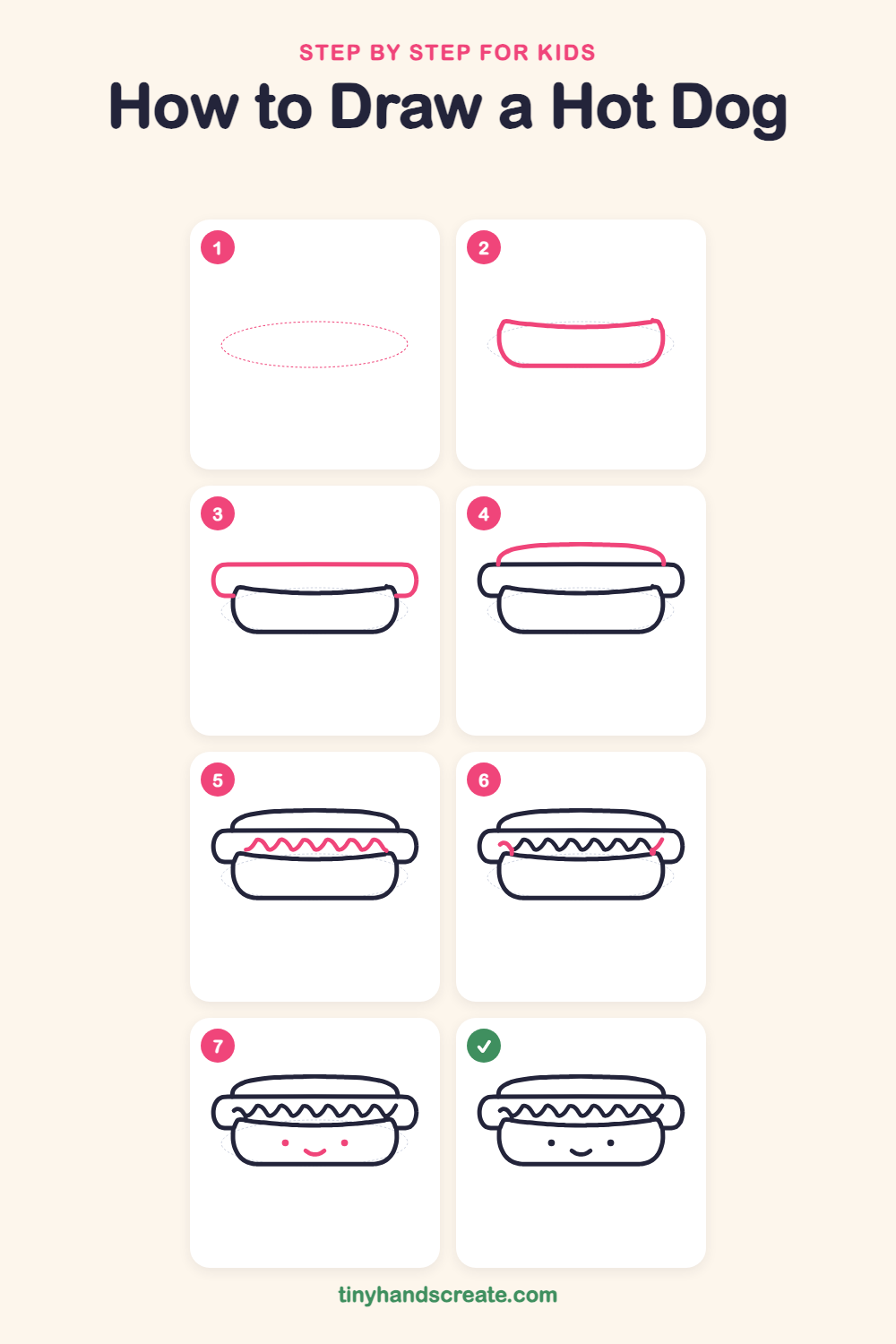 How to draw a hot dog step by step for kids
