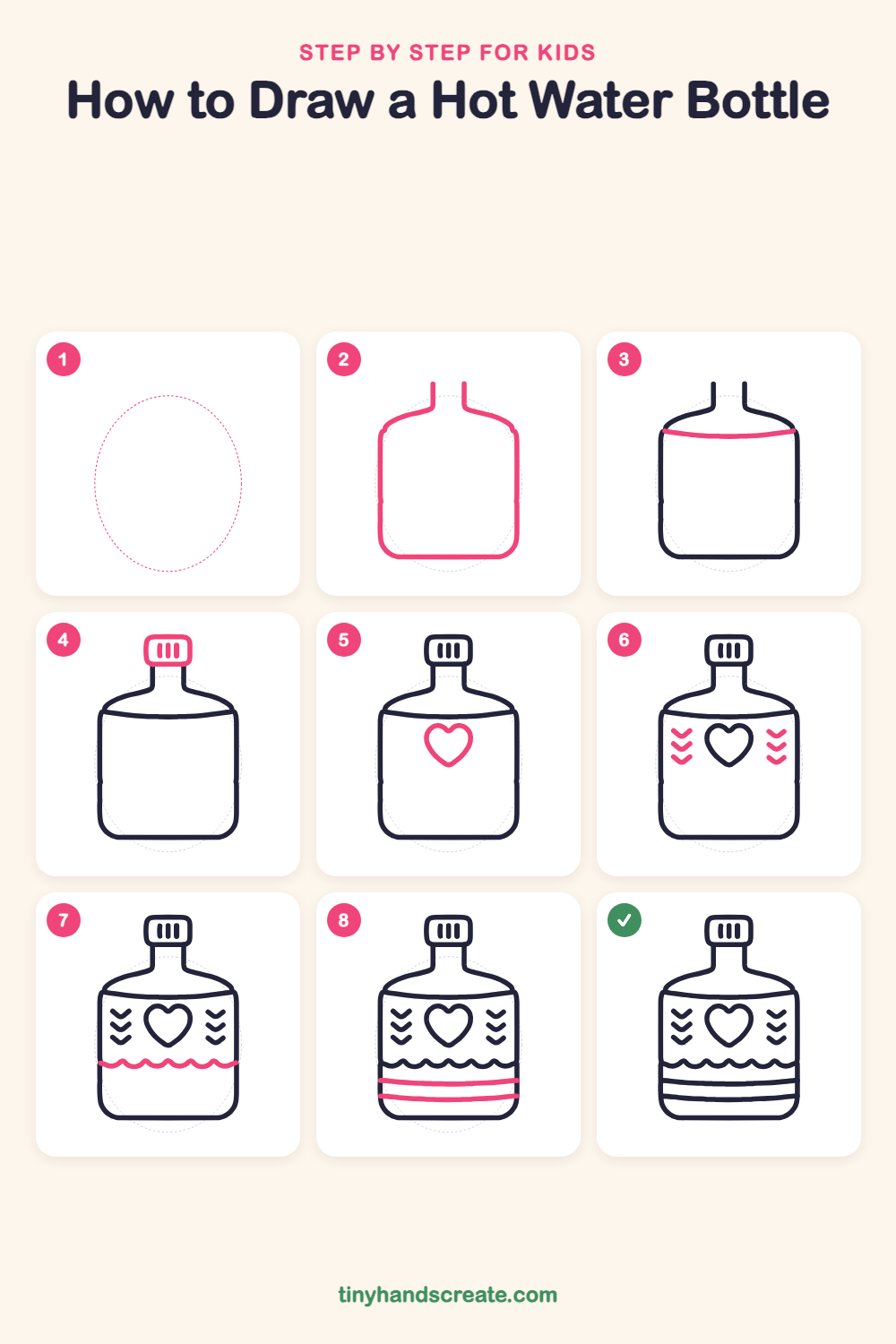 How to draw a hot water bottle step by step for kids