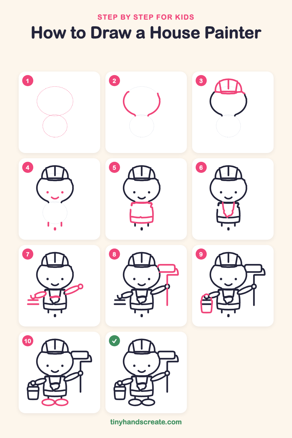 How to draw a house painter step by step for kids