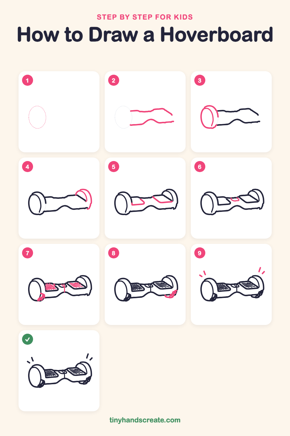 How to draw a hoverboard step by step for kids