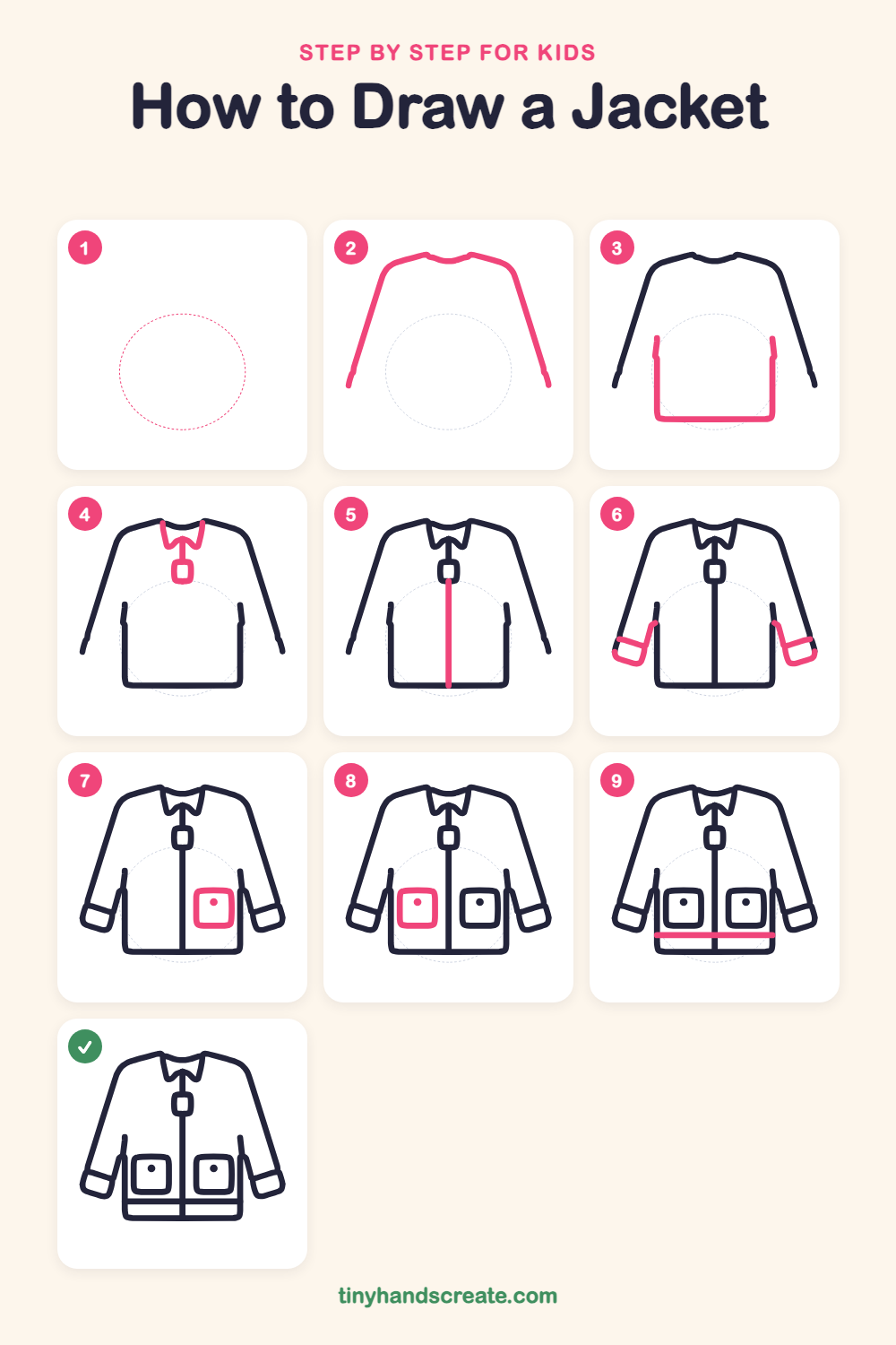 How to draw a jacket step by step for kids