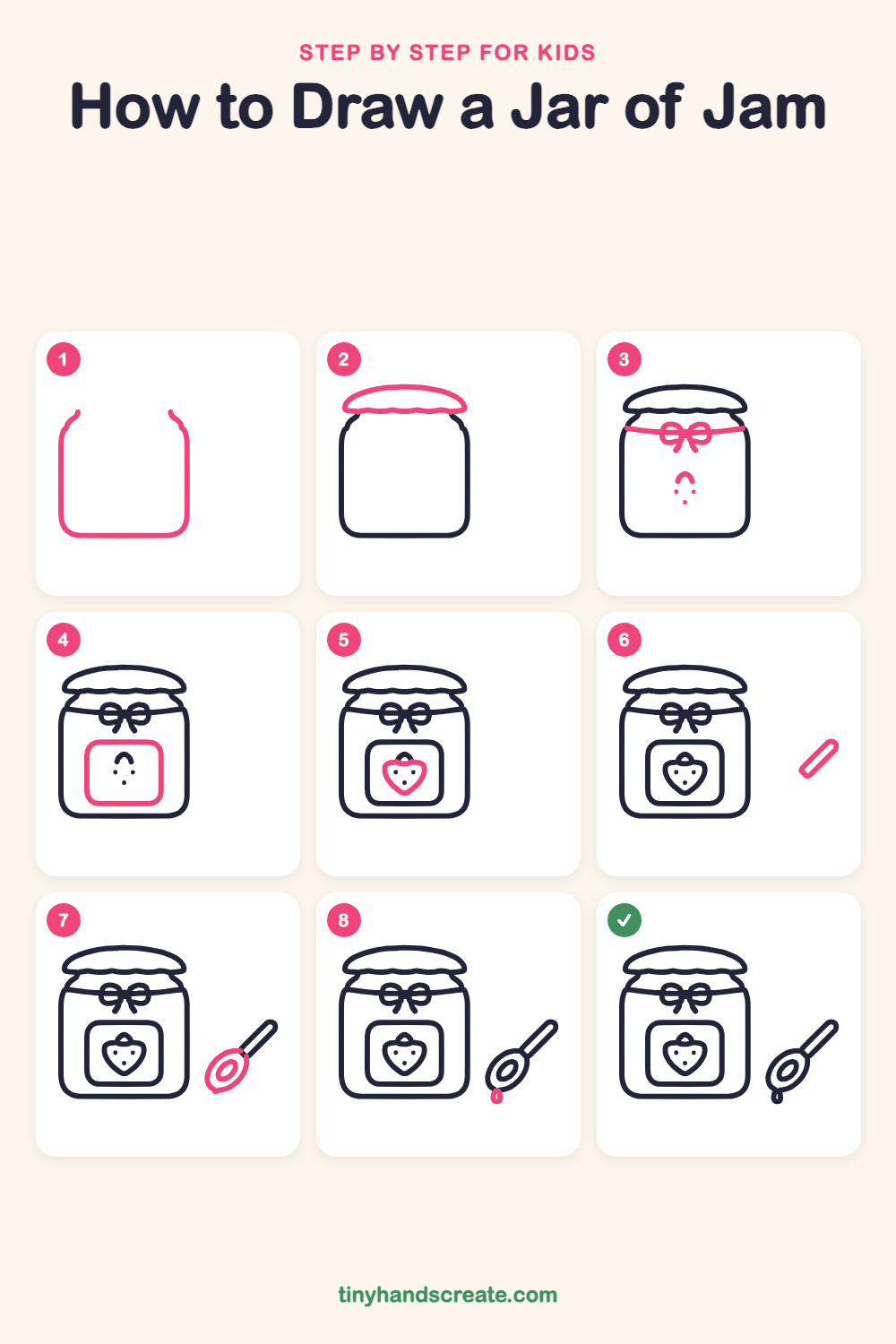 How to draw a jar of jam step by step for kids