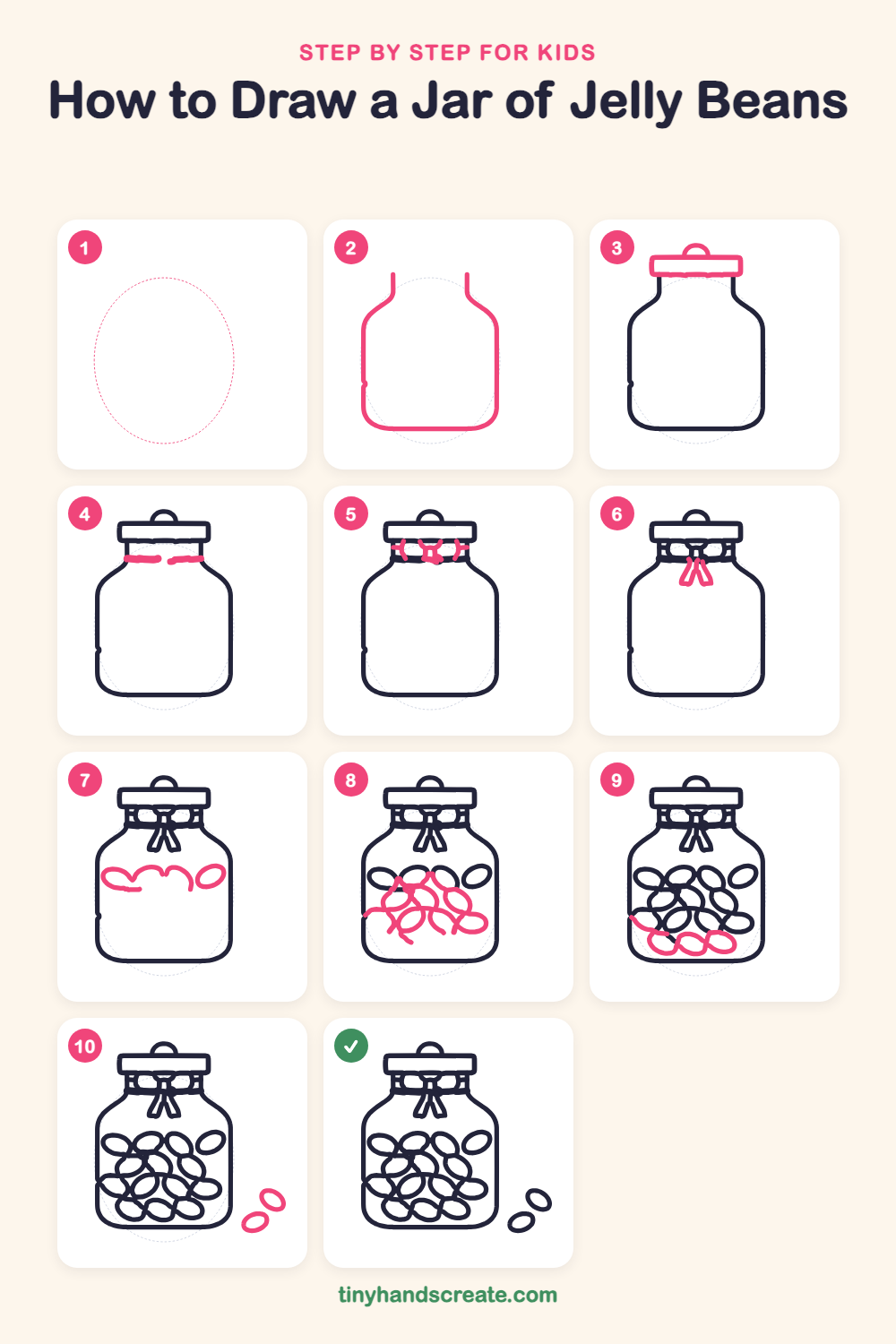 How to draw a jar of jelly beans step by step for kids