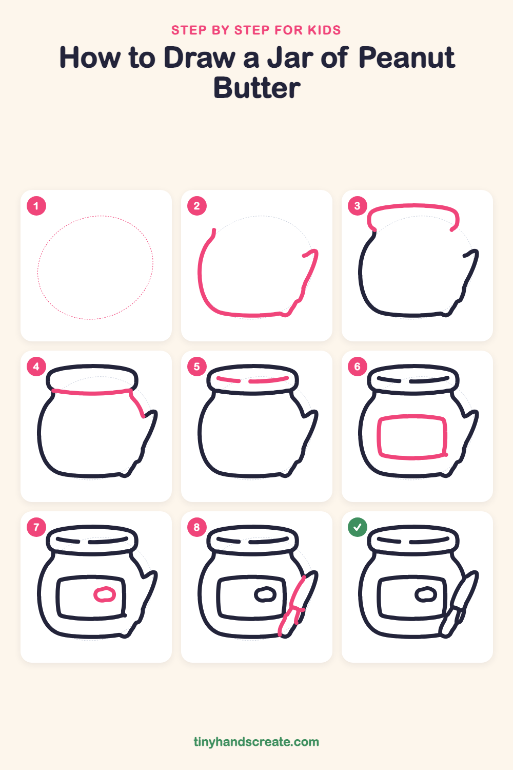 How to draw a jar of peanut butter step by step for kids