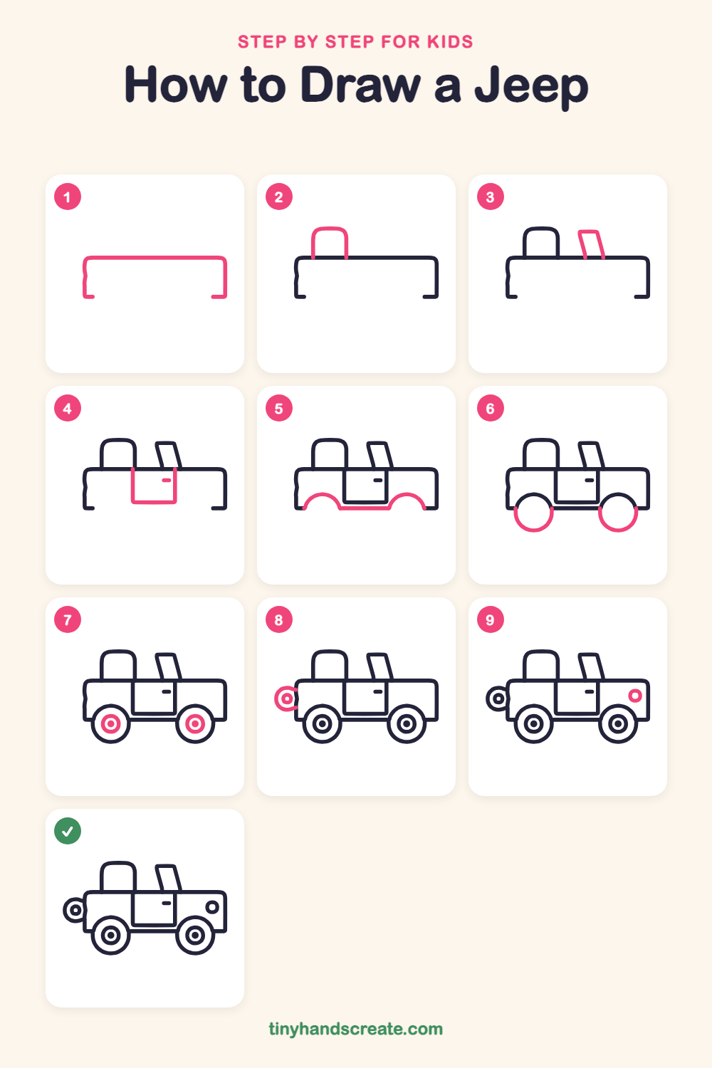 How to draw a jeep step by step for kids