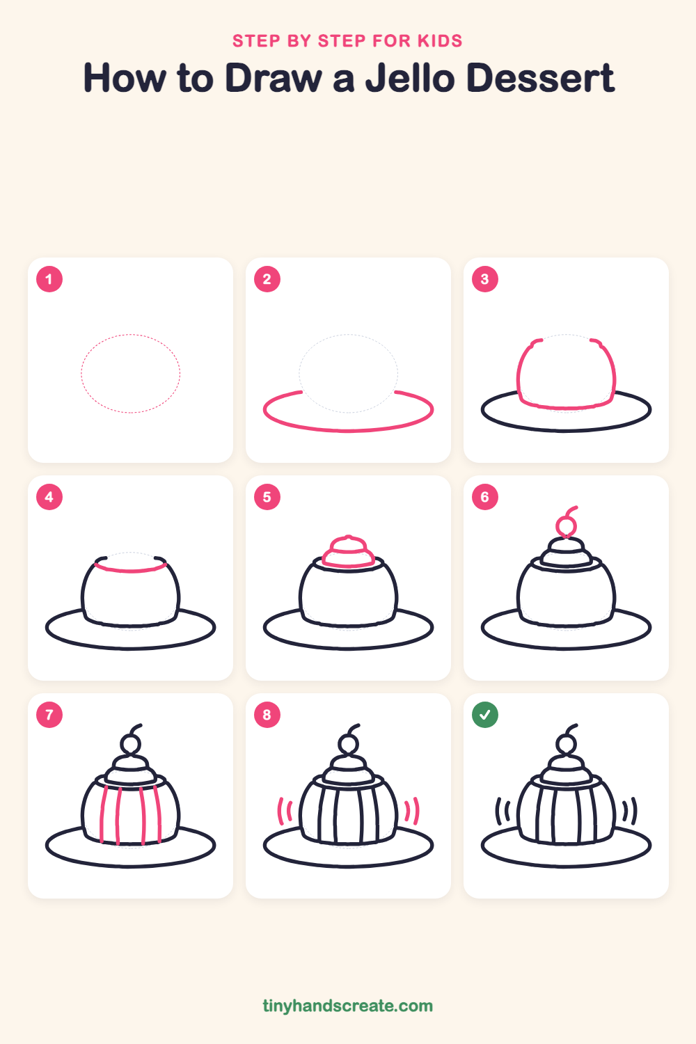How to draw a jello dessert step by step for kids