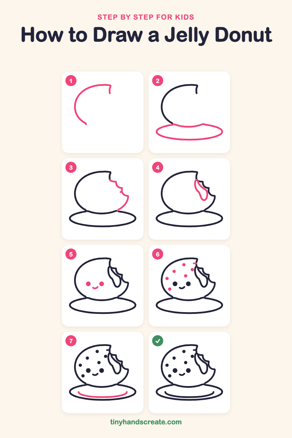 How to draw a jelly donut step by step for kids