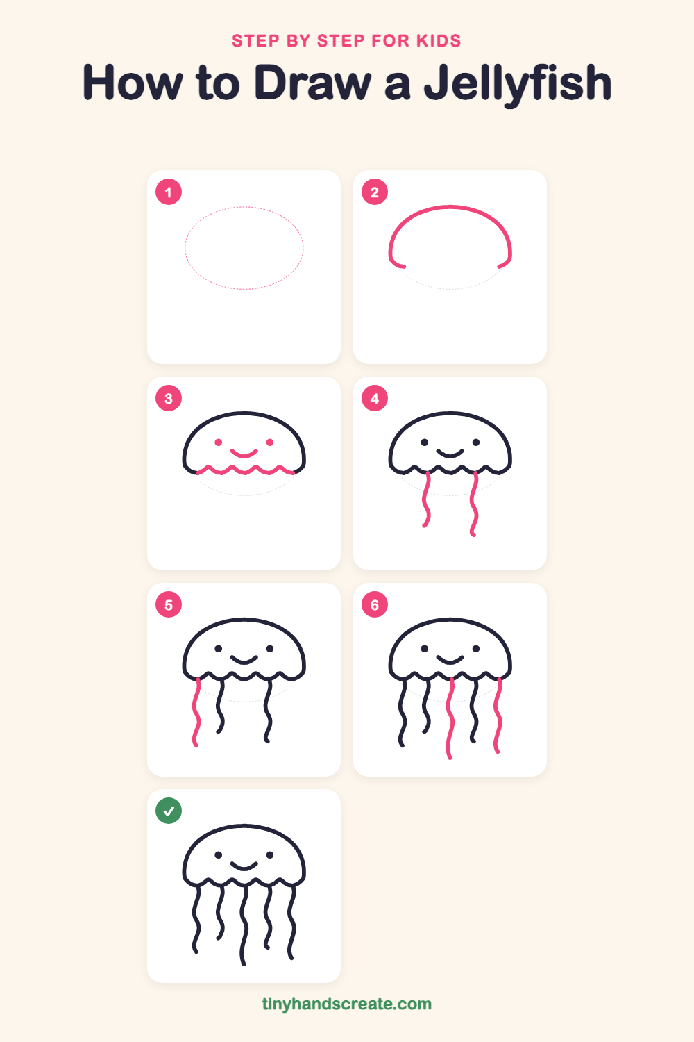 How to draw a jellyfish step by step for kids