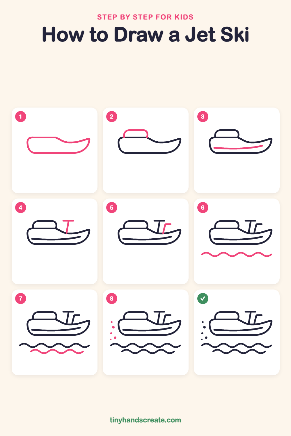 How to draw a jet ski step by step for kids