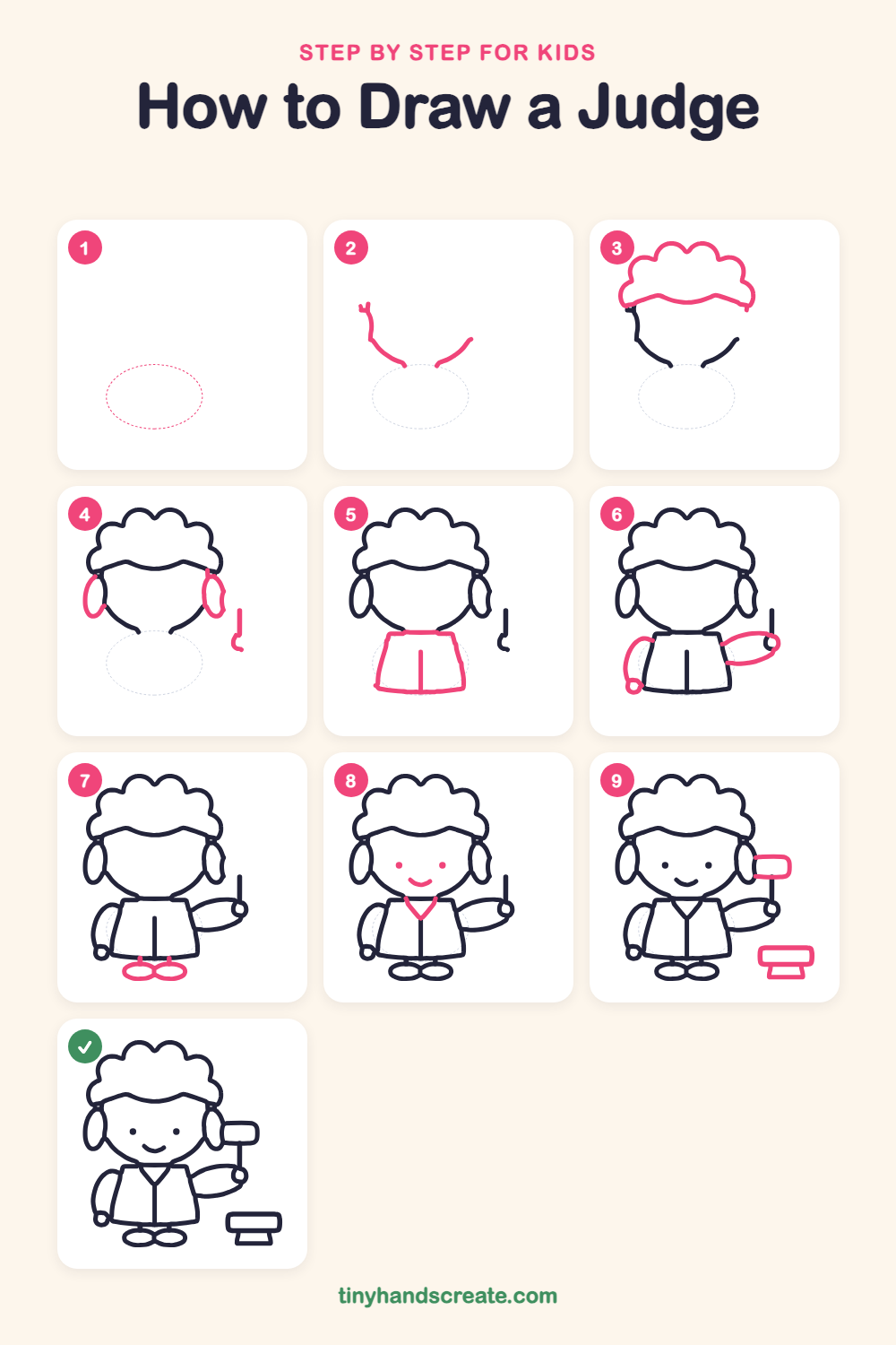 How to draw a judge step by step for kids