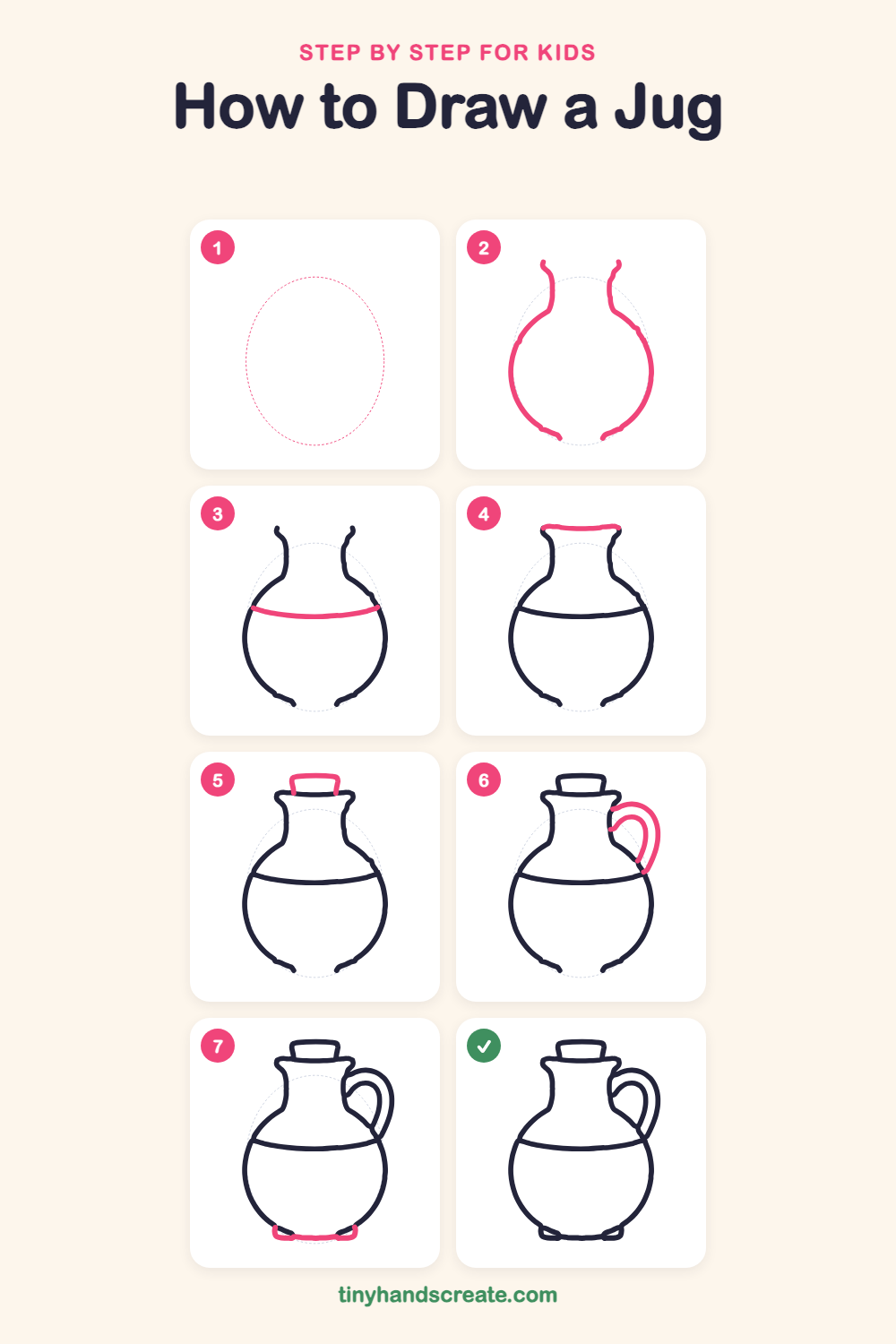 How to draw a jug step by step for kids