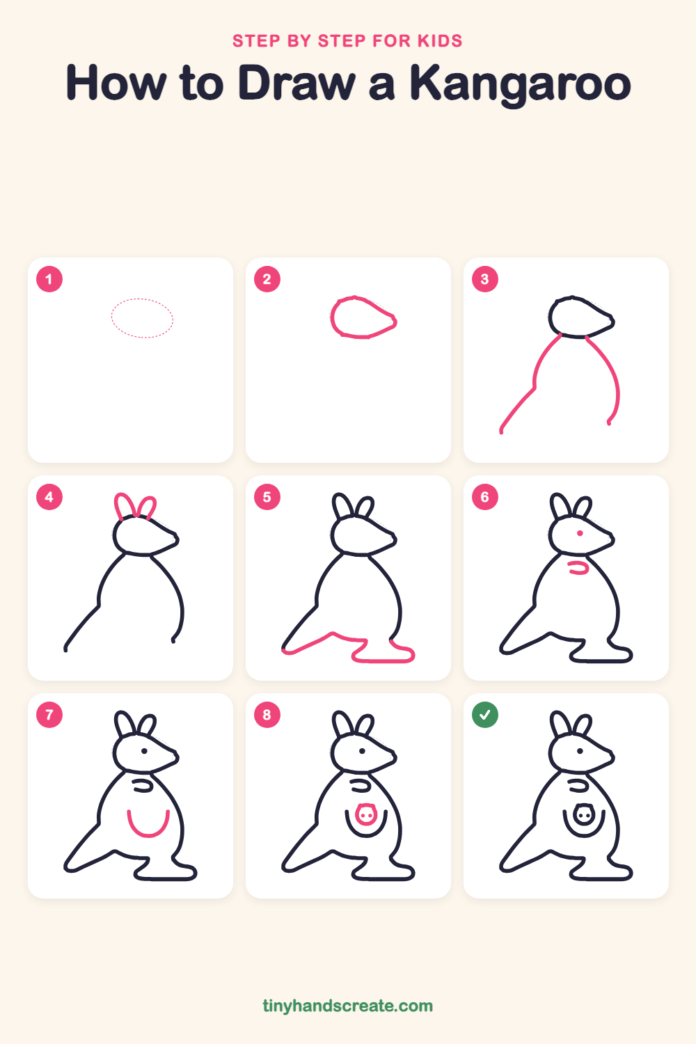 How to draw a kangaroo step by step for kids