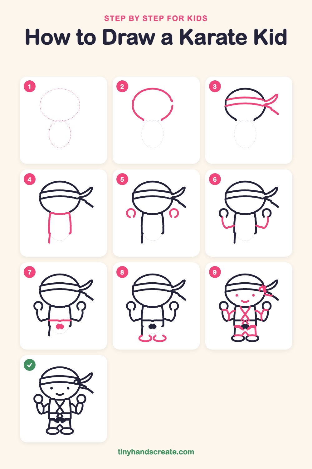 How to draw a karate kid step by step for kids