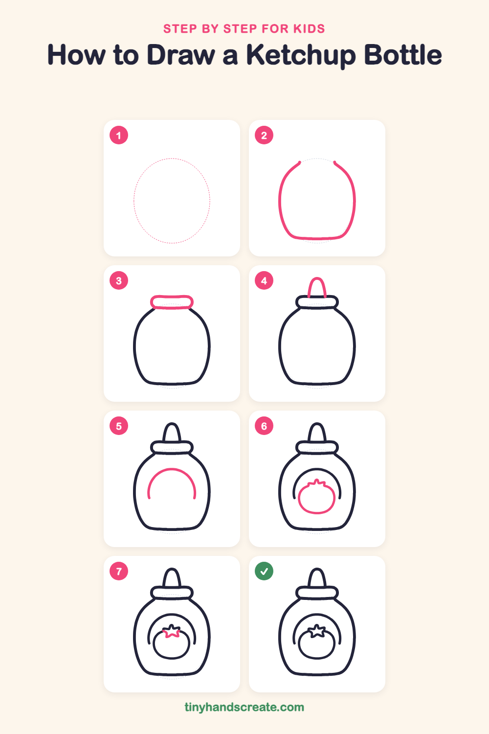 How to draw a ketchup bottle step by step for kids