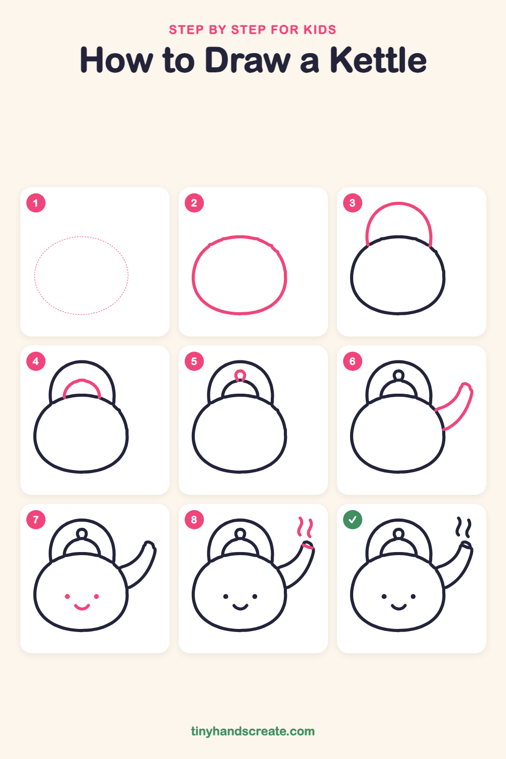 How to draw a kettle step by step for kids