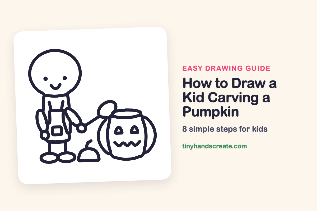 How to Draw a Kid Carving a Pumpkin: easy drawing guide for kids
