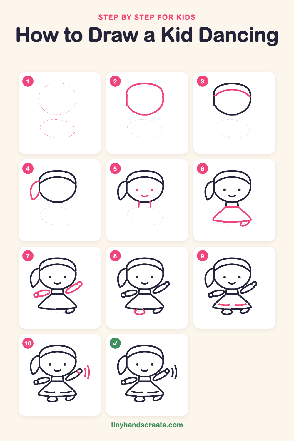 How to draw a kid dancing step by step for kids
