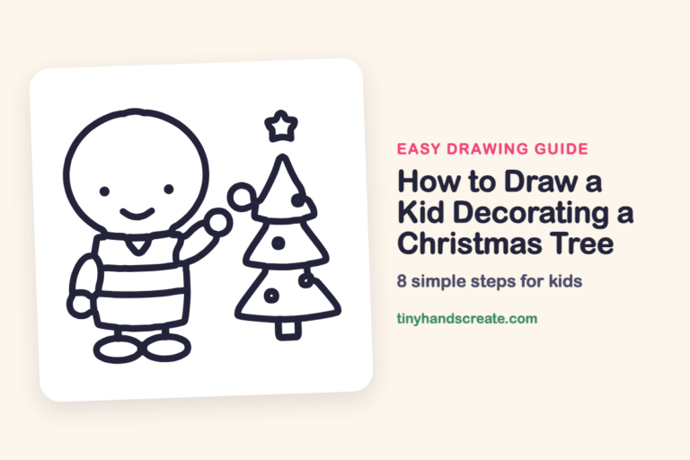 How to Draw a Kid Decorating a Christmas Tree: easy drawing guide for kids