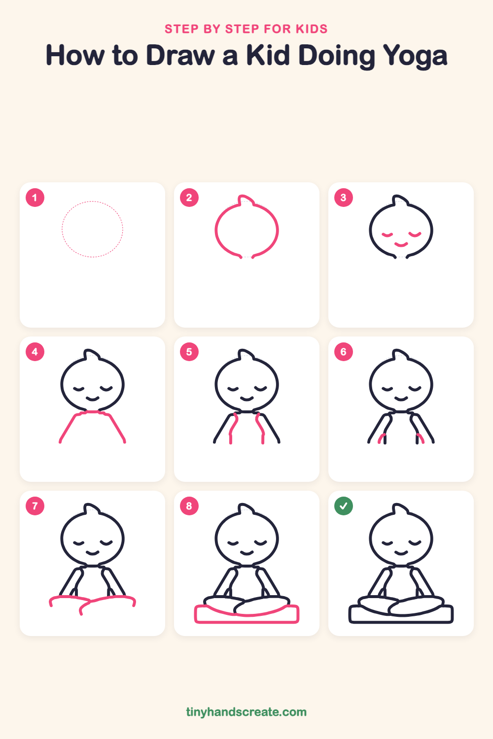 How to draw a kid doing yoga step by step for kids