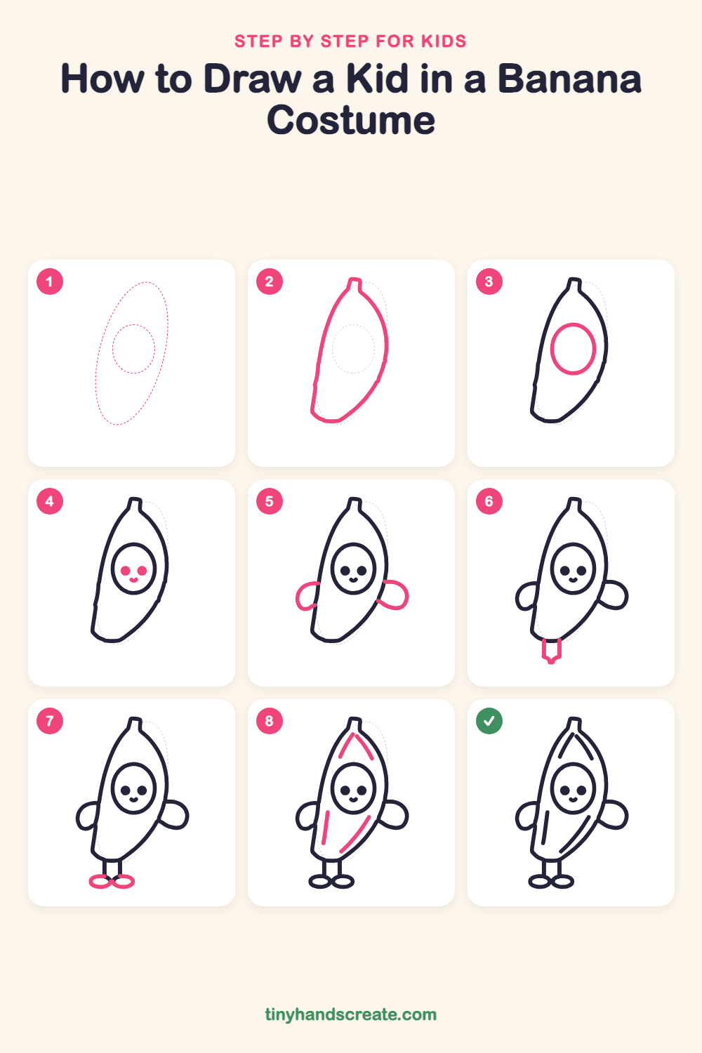 How to draw a kid in a banana costume step by step for kids