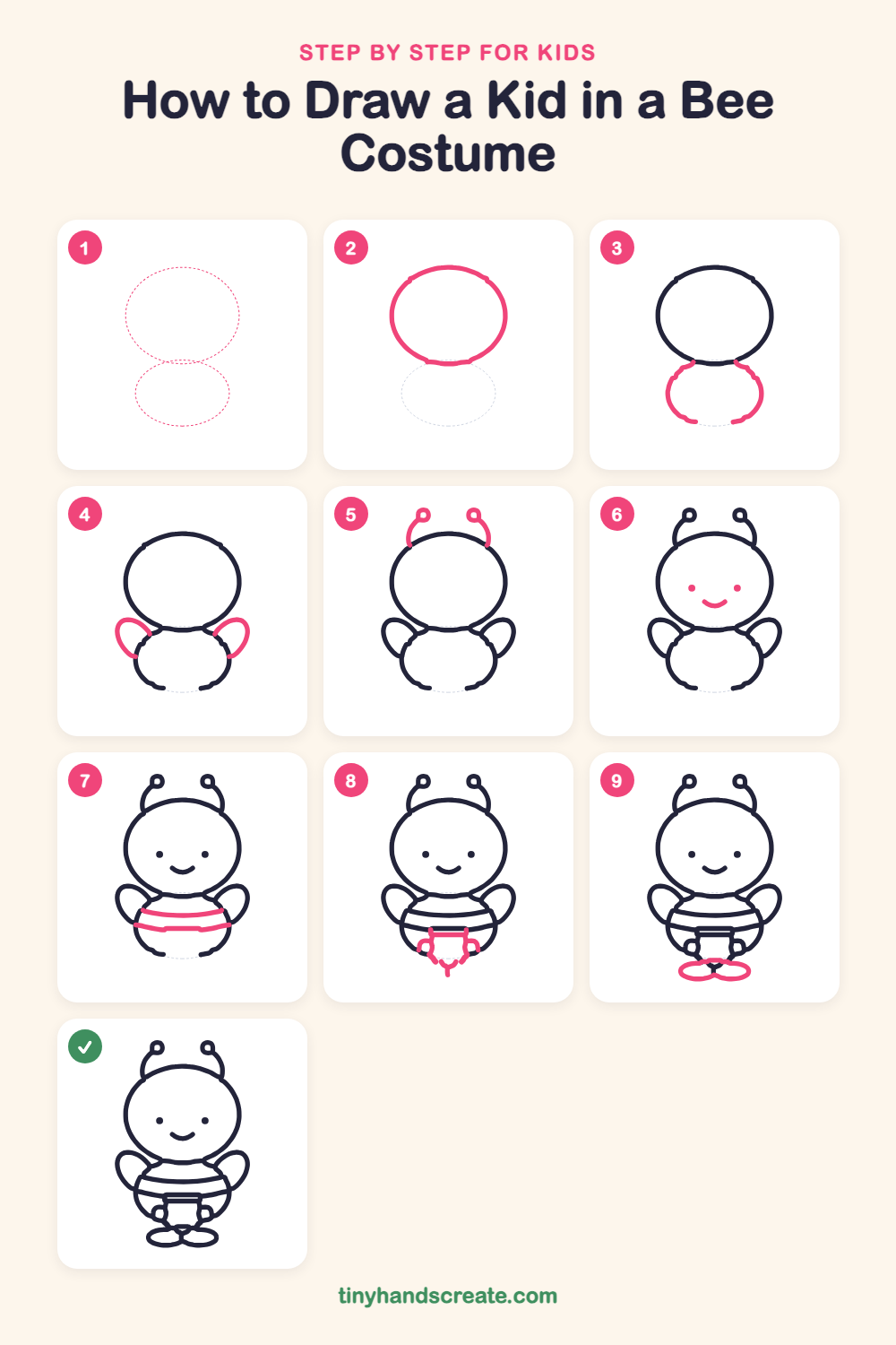 How to draw a kid in a bee costume step by step for kids