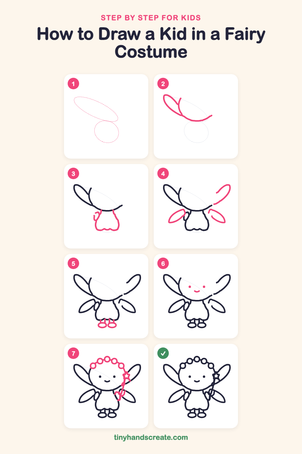 How to draw a kid in a fairy costume step by step for kids