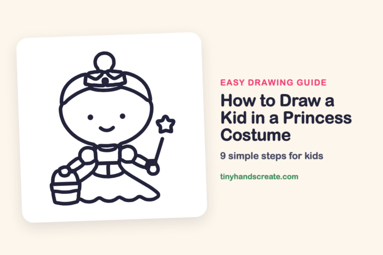 How to Draw a Kid in a Princess Costume step by step