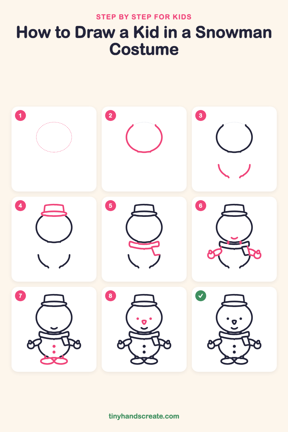 How to draw a kid in a snowman costume step by step for kids