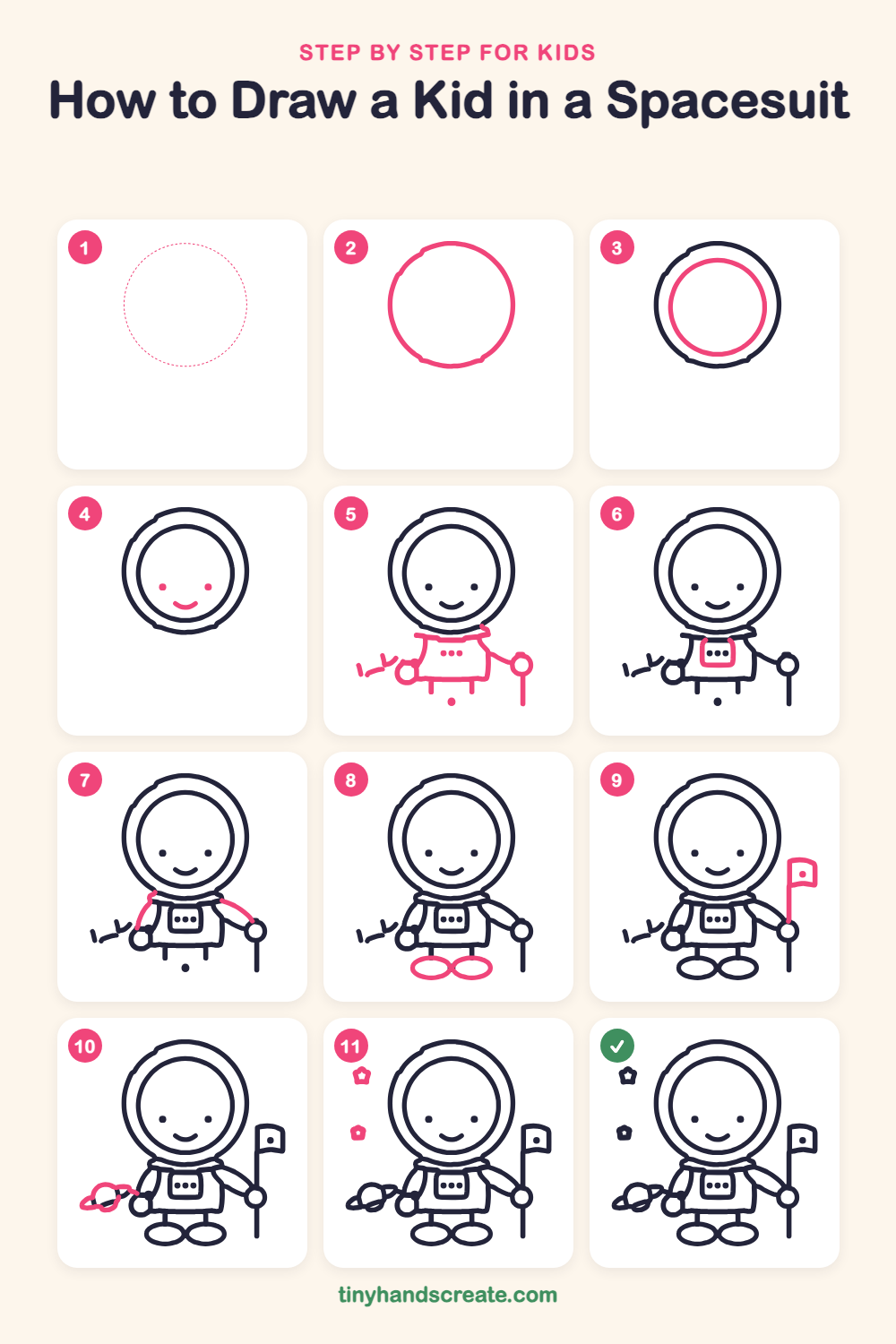 How to draw a kid in a spacesuit step by step for kids