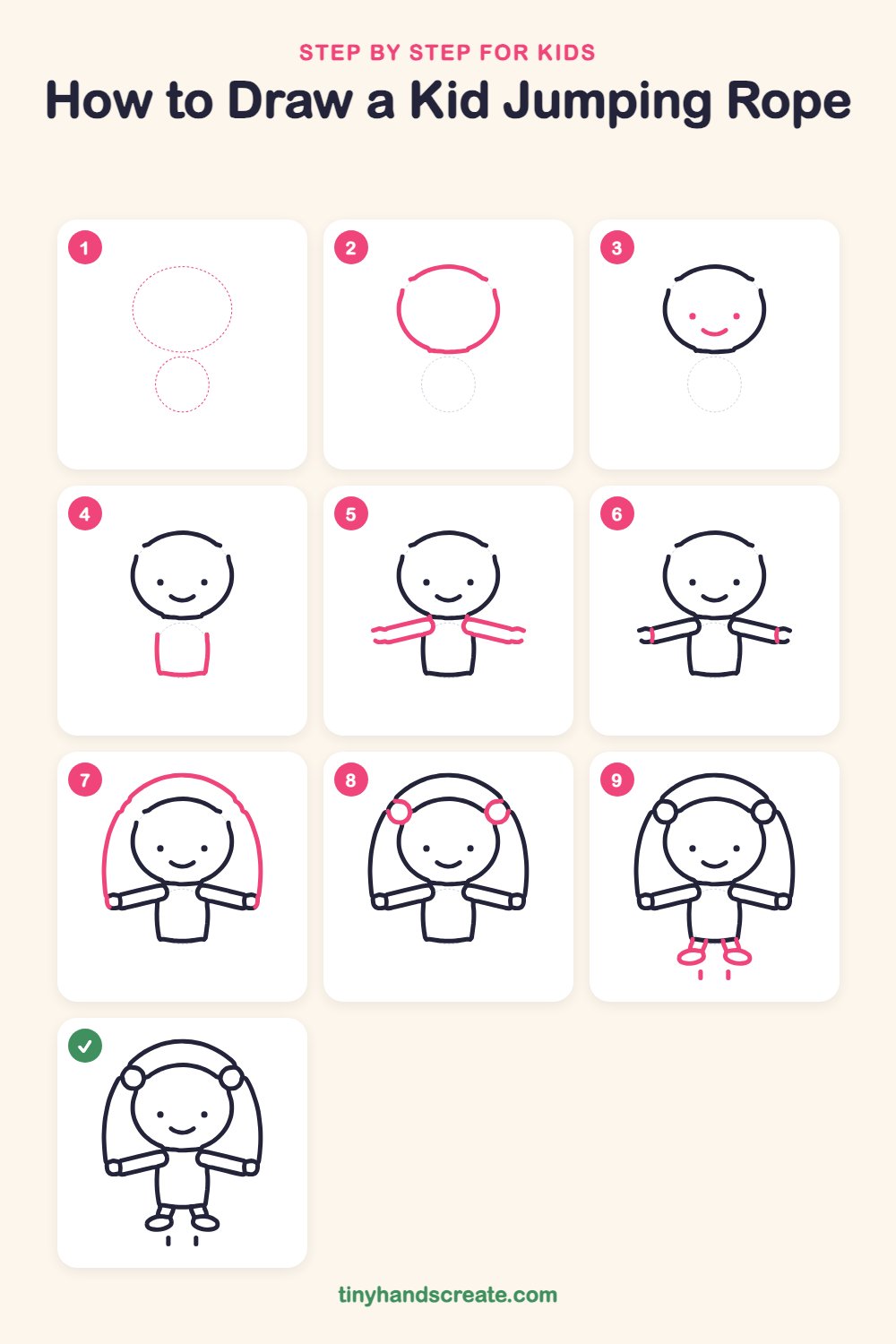 How to draw a kid jumping rope step by step for kids