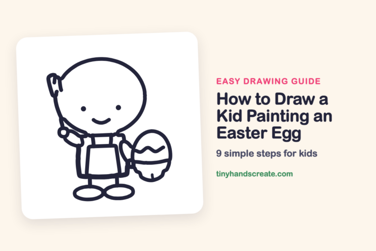How to Draw a Kid Painting an Easter Egg: easy drawing guide for kids