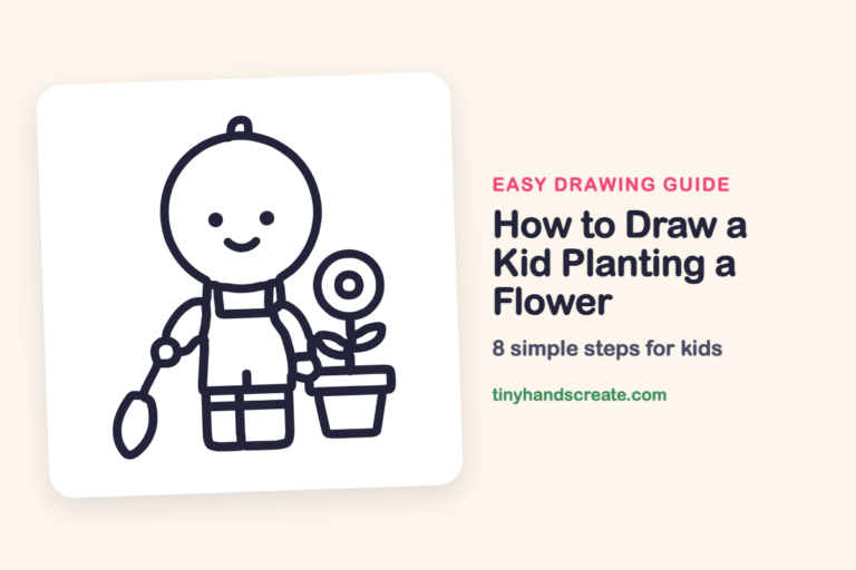 How to Draw a Kid Planting a Flower step by step