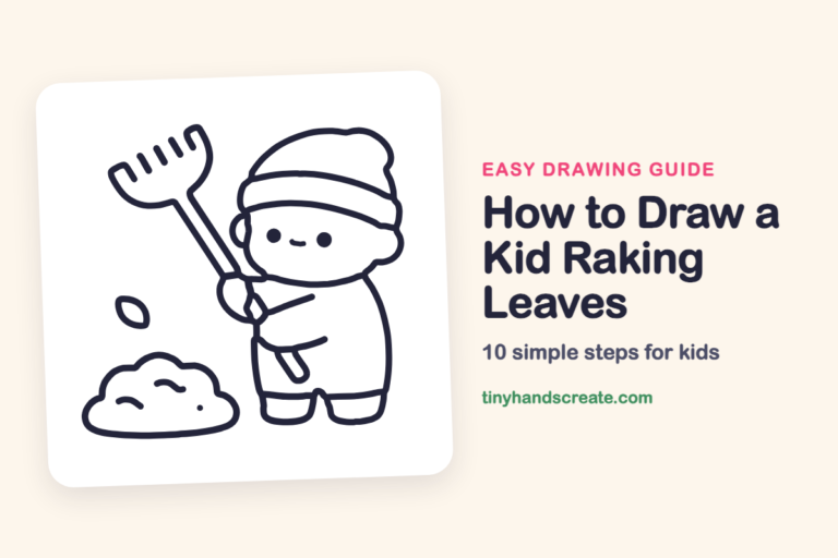 How to Draw a Kid Raking Leaves step by step